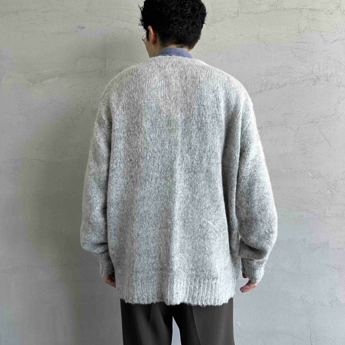 THE FOX [ザフォックス] 別注 シャギーモヘアカーディガン [PN24F010-JF] GREY &&モデル身長：168cm 着用サイズ：L&&