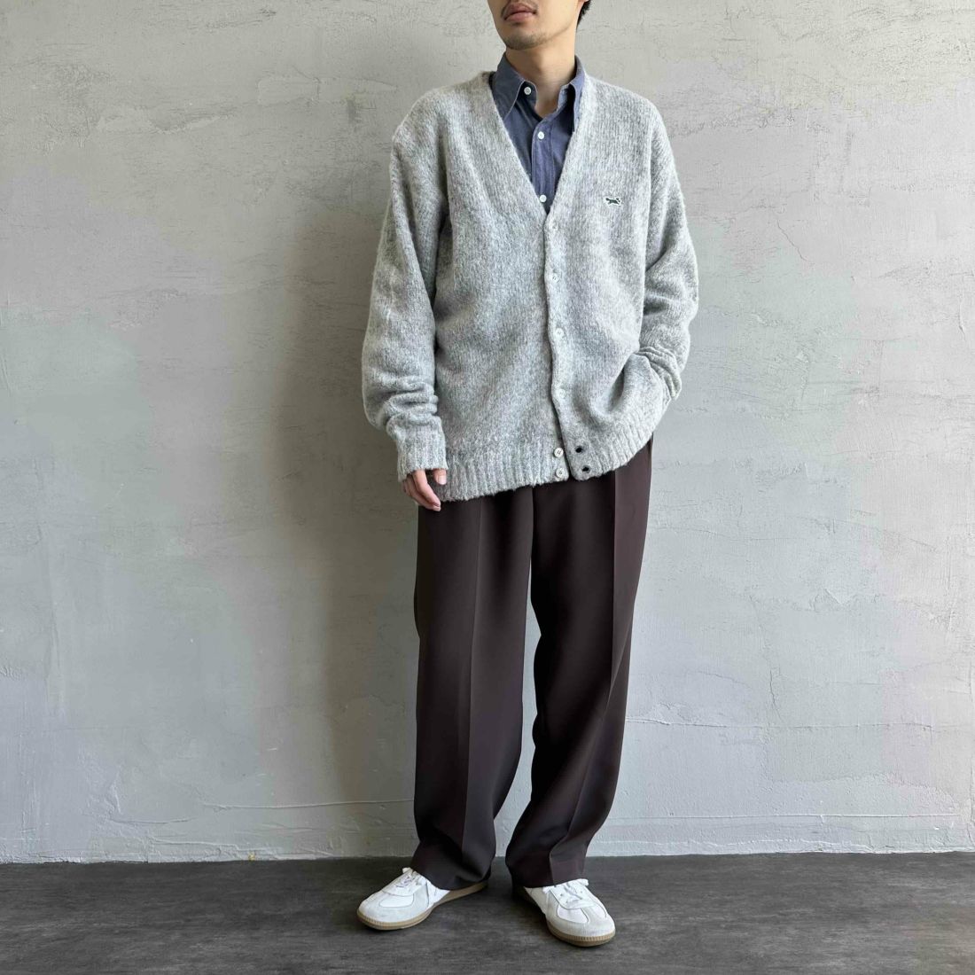 THE FOX [ザフォックス] 別注 シャギーモヘアカーディガン [PN24F010-JF] GREY &&モデル身長：168cm 着用サイズ：L&&