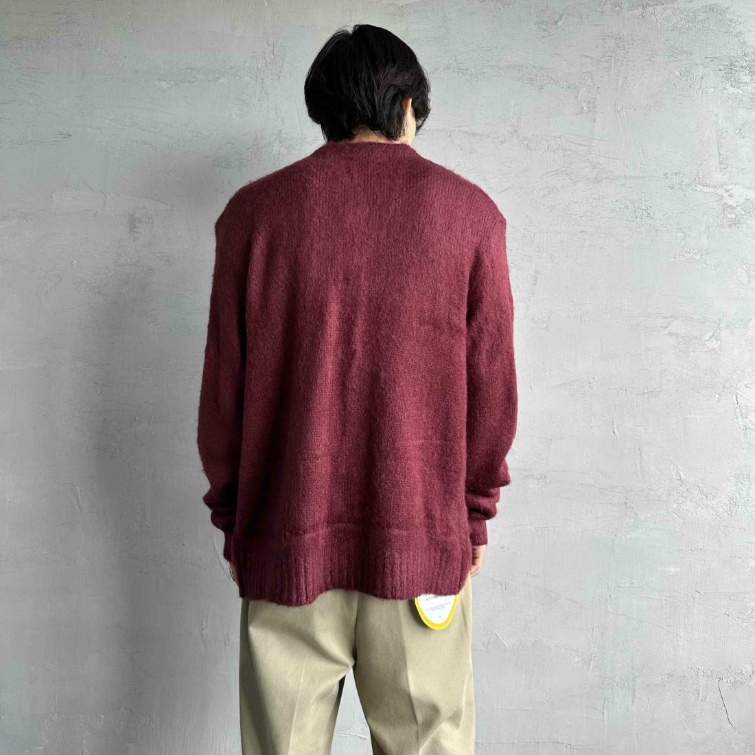THE FOX [ザフォックス] 別注 シャギーモヘアカーディガン [PN24F010-JF] BURGUNDY &&モデル身長：179cm 着用サイズ：L&&
