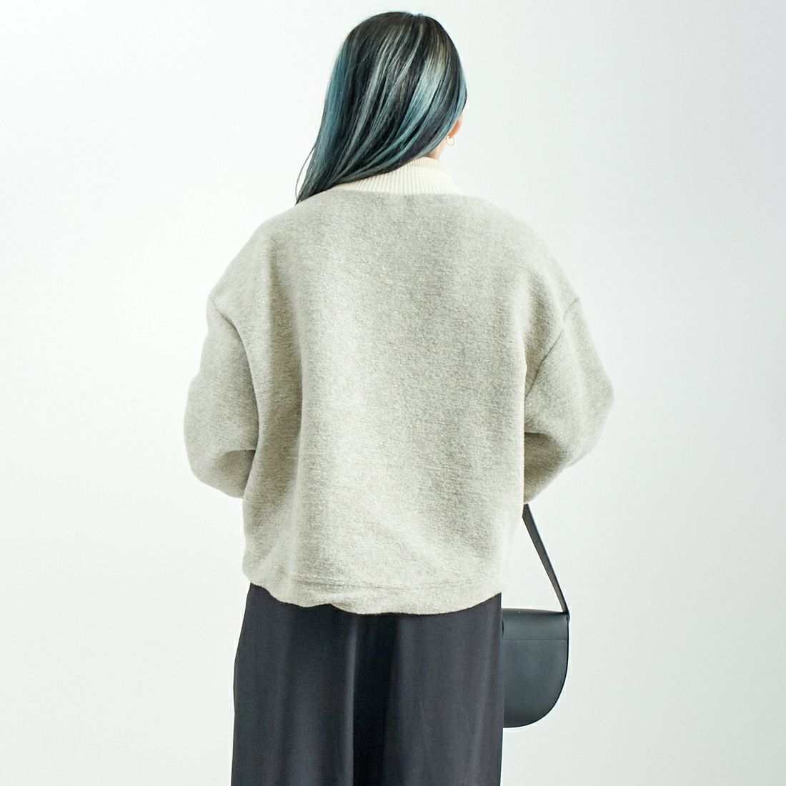 Jeans Factory Clothes [ジーンズファクトリークローズ] イタリアンエアリー配色ラメアウター [895544-00] 60 ｸﾞﾚｰｼﾞｭ &&モデル身長：167cm 着用サイズ：F&&