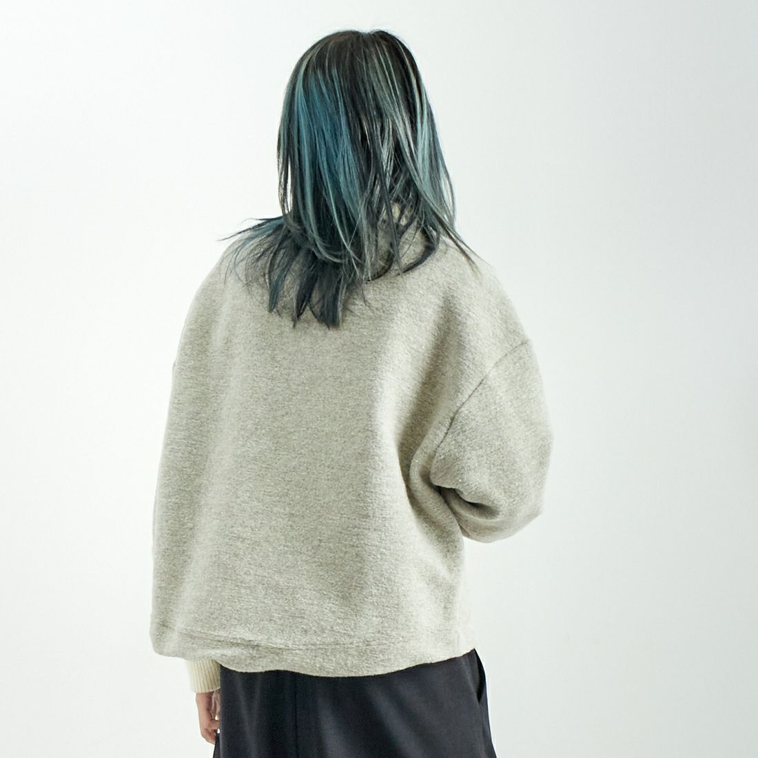 Jeans Factory Clothes [ジーンズファクトリークローズ] イタリアンエアリー配色ラメアウター [895544-00] 60 ｸﾞﾚｰｼﾞｭ &&モデル身長：167cm 着用サイズ：F&&