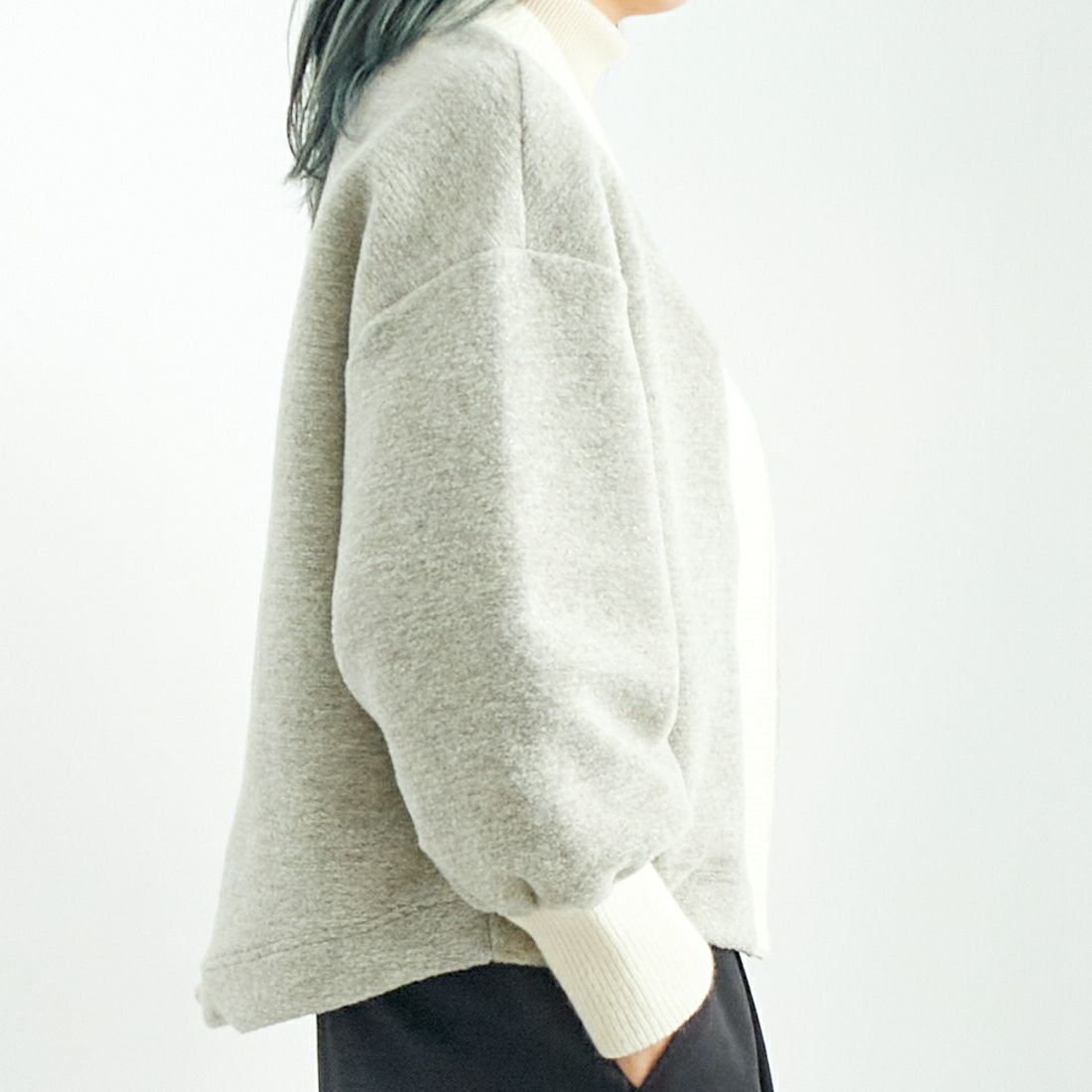 Jeans Factory Clothes [ジーンズファクトリークローズ] イタリアンエアリー配色ラメアウター [895544-00] 60 ｸﾞﾚｰｼﾞｭ &&モデル身長：167cm 着用サイズ：F&&