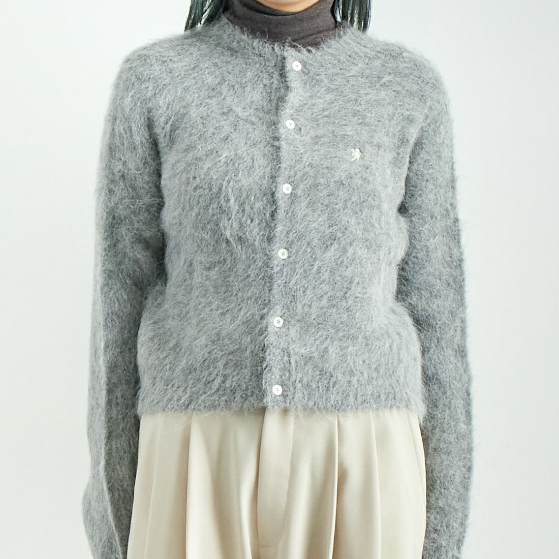 Gymphlex [ジムフレックス] クルーネック ショートカーディガン [GY-D0098SGK] TOP GREY &&モデル身長：167cm 着用サイズ：14&&
