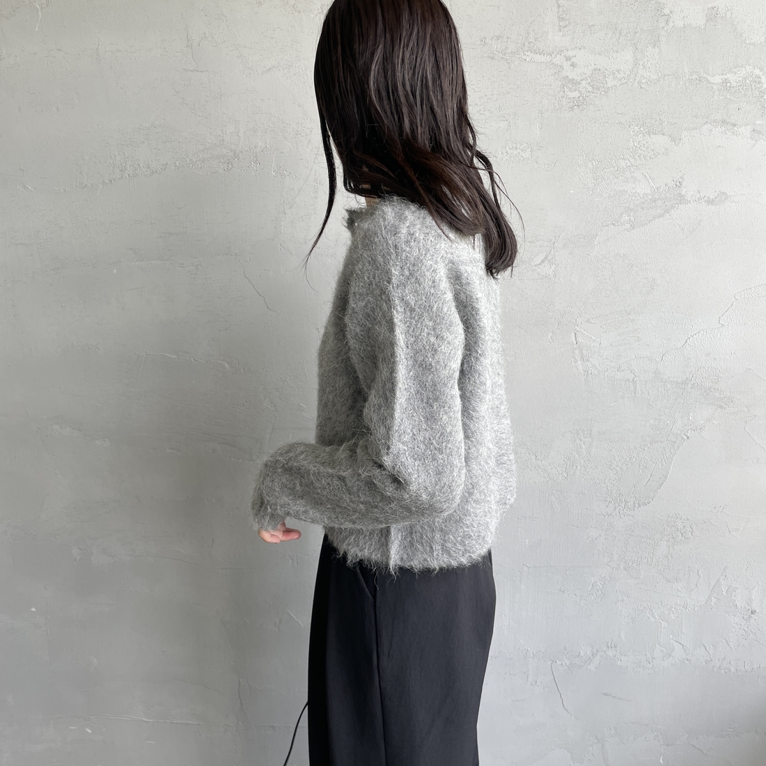 Gymphlex [ジムフレックス] クルーネック ショートカーディガン [GY-D0098SGK] TOP GREY &&モデル身長：160cm 着用サイズ：14&&