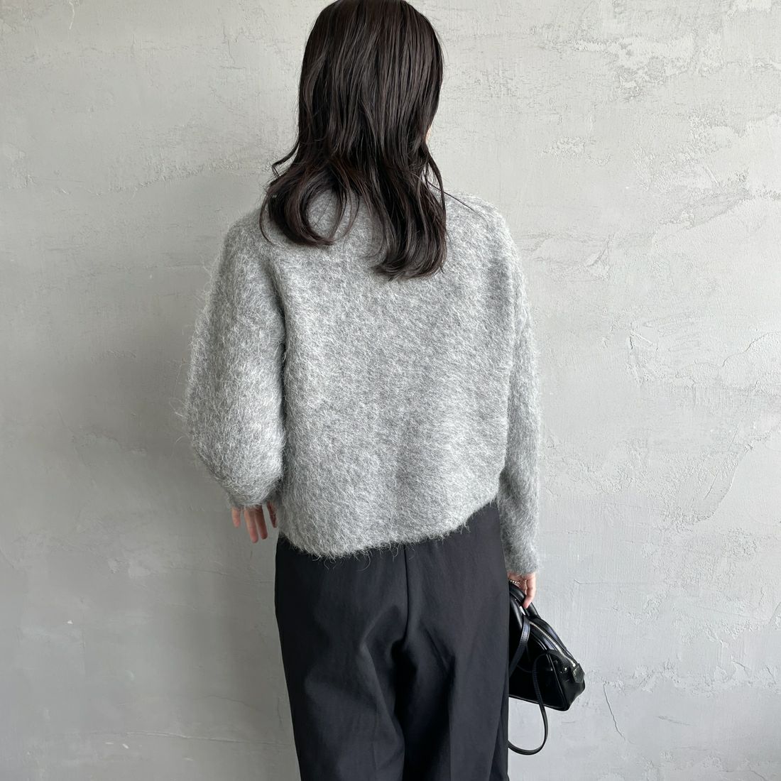 Gymphlex [ジムフレックス] クルーネック ショートカーディガン [GY-D0098SGK] TOP GREY &&モデル身長：160cm 着用サイズ：14&&