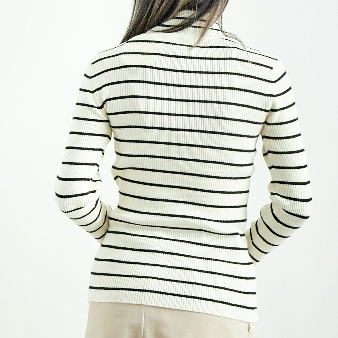 Jeans Factory Clothes [ジーンズファクトリークローズ] コンパクトリブハイネックニット [116-5027] OFF BD &&モデル身長：167cm 着用サイズ：F&&