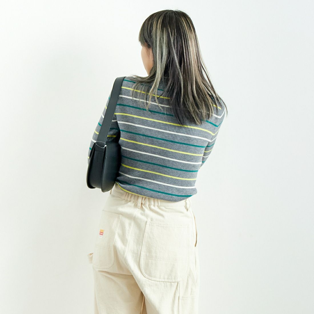Jeans Factory Clothes [ジーンズファクトリークローズ] コンパクトリブハイネックニット [116-5027] GRY ﾏﾙﾁ &&モデル身長：167cm 着用サイズ：F&&