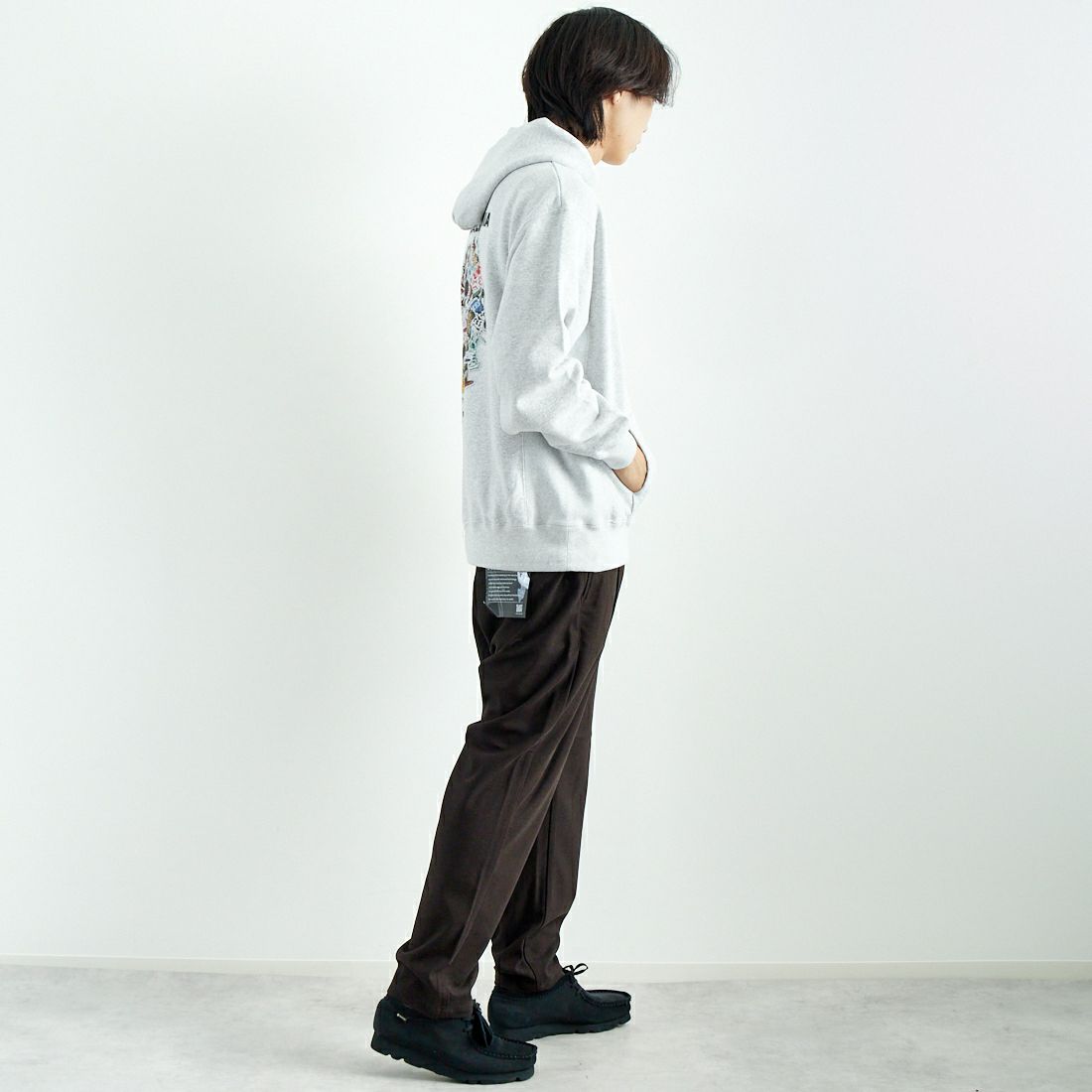 Jeans Factory Clothes [ジーンズファクトリークローズ] ウールライクニットツイルワイドテーパード [JFC-244-058] 54 BRN &&モデル身長：179cm 着用サイズ：L&&