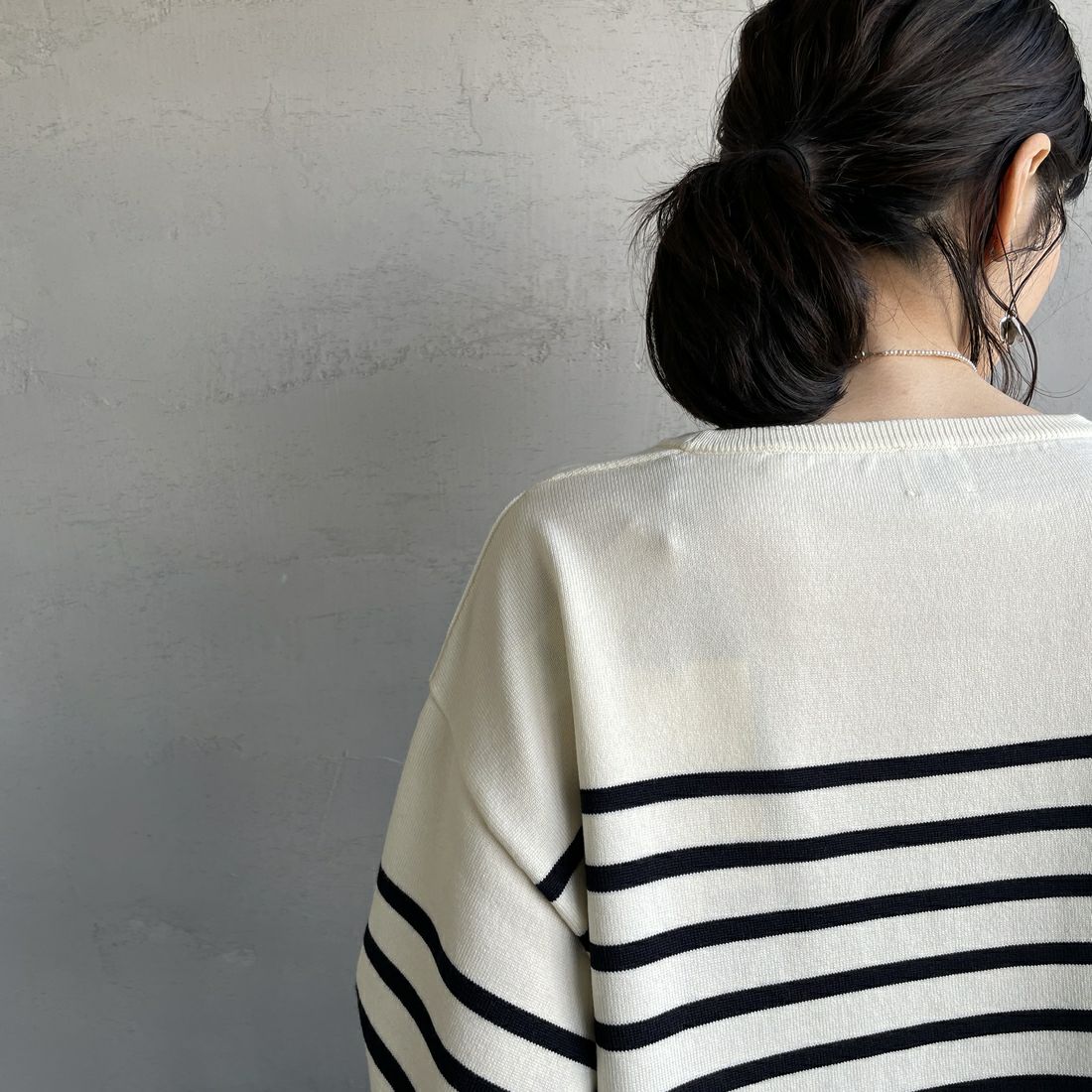 ORCIVAL [オーシバル] ウールプレーティング ボートネックニット [OR-D0101CRA] ECRU/NAVY