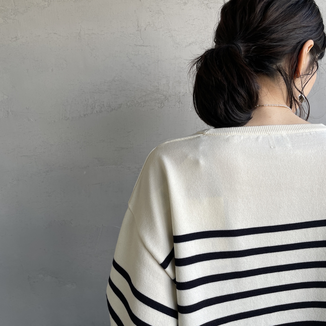 ORCIVAL [オーシバル] ウールプレーティング ボートネックニット [OR-D0101CRA] ECRU/NAVY