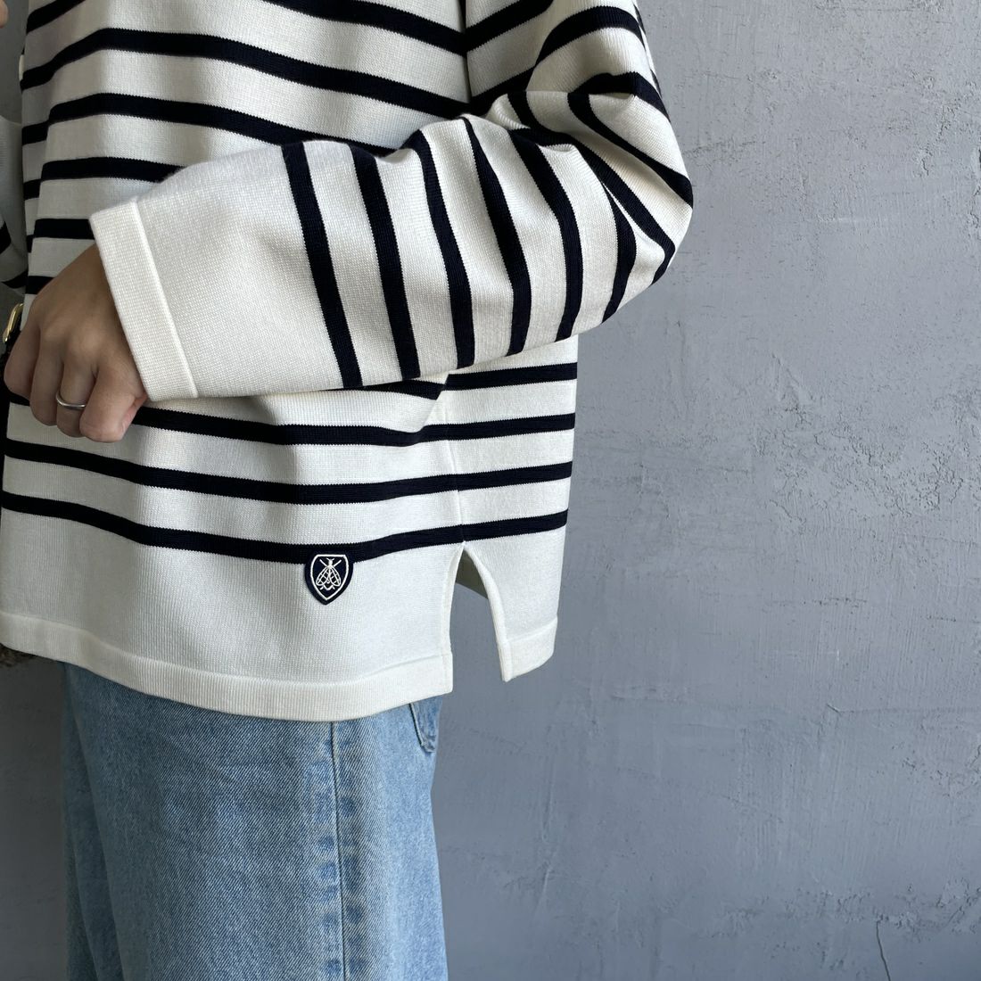 ORCIVAL [オーシバル] ウールプレーティング ボートネックニット [OR-D0101CRA] ECRU/NAVY