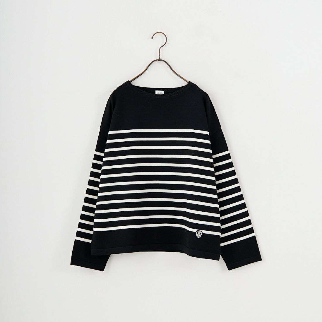 ORCIVAL [オーシバル] ウールプレーティング ボートネックニット [OR-D0101CRA] BLACK/ECRU