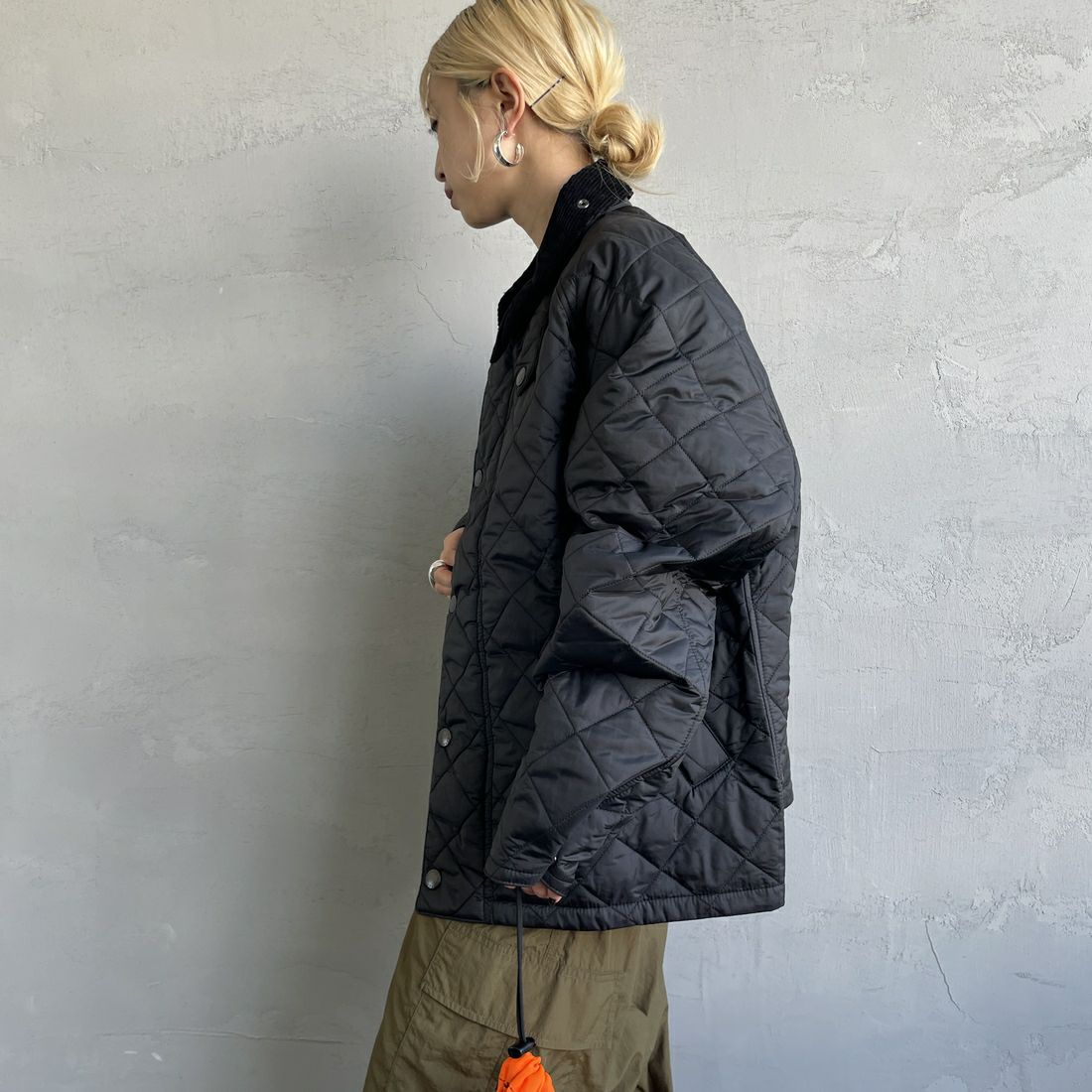 Barbour [バブアー] トランスポートキルティングジャケット [MQU1796] BK91&&モデル身長：150cm 着用サイズ：36&&