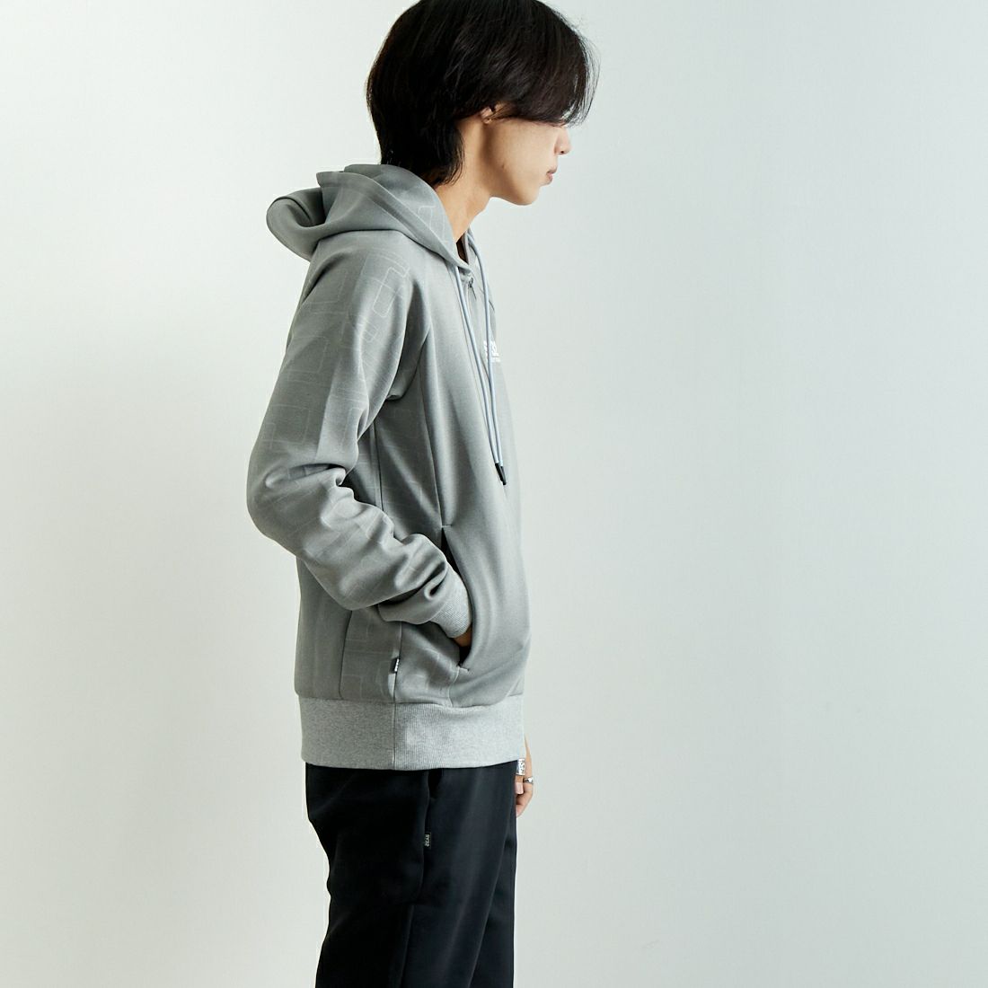 SY32 [エスワイサーティトゥ] ダブルニット ジップフーディー [14501] GRAY &&モデル身長：179cm 着用サイズ：L&&