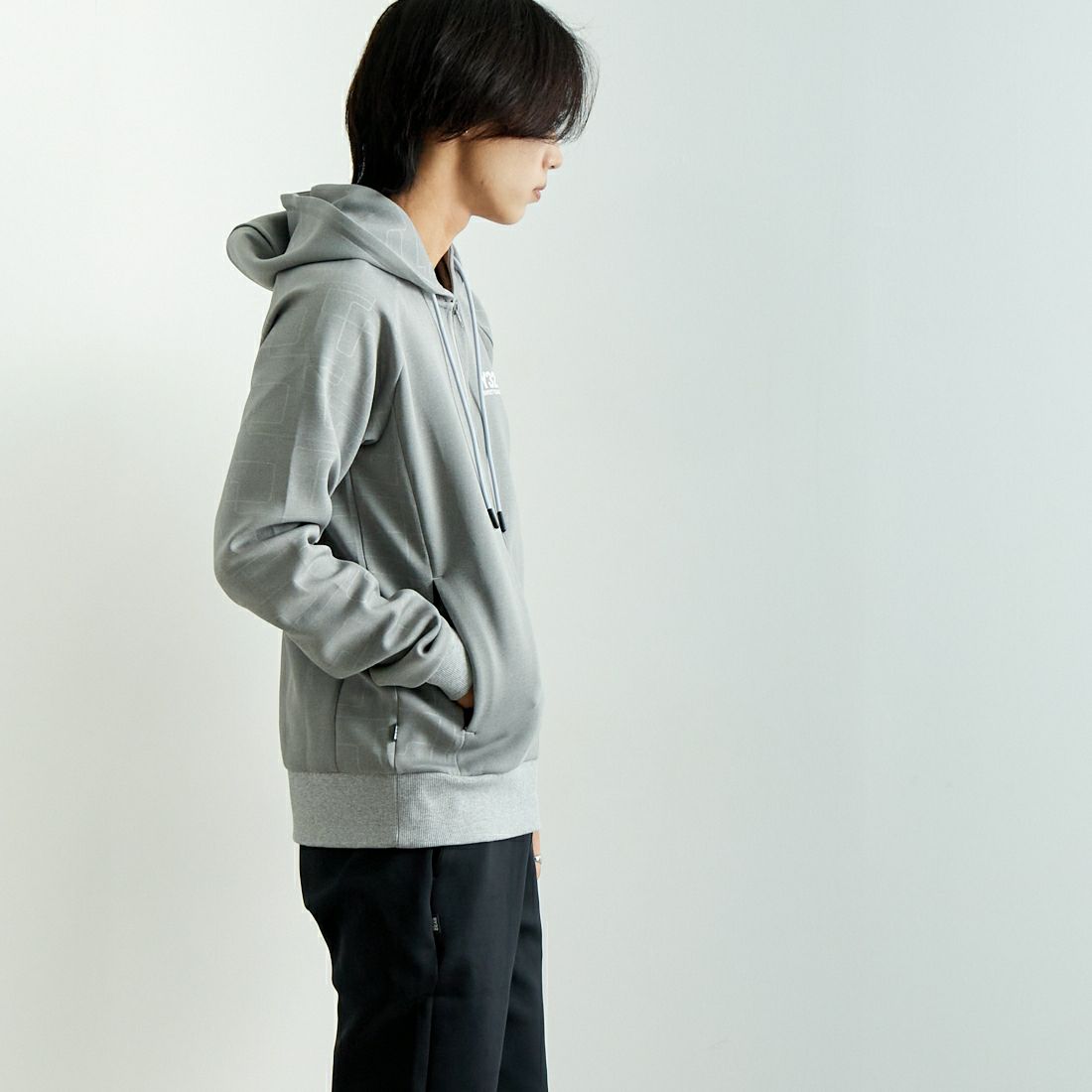 SY32 [エスワイサーティトゥ] ダブルニット ジップフーディー [14501] GRAY &&モデル身長：179cm 着用サイズ：L&&