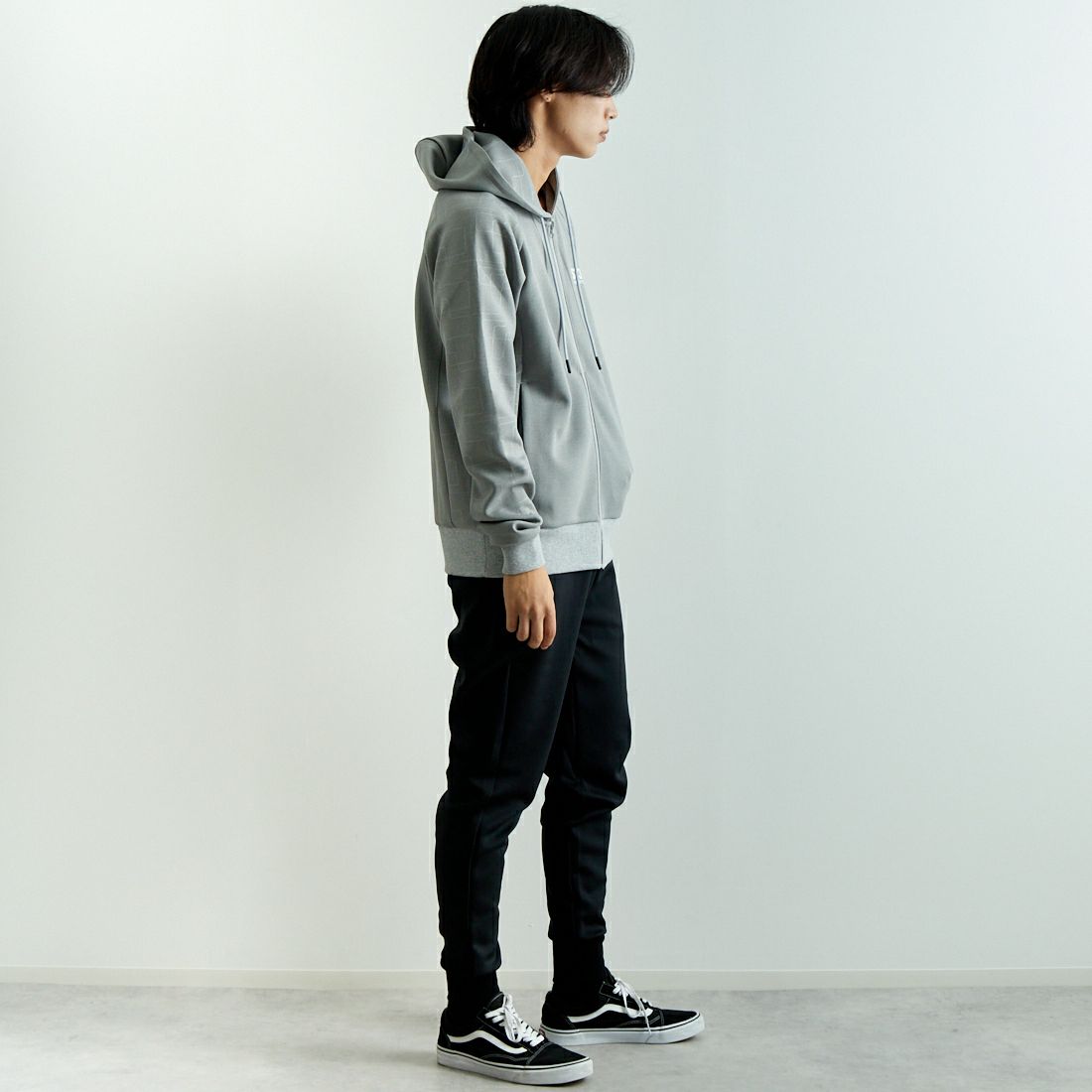 SY32 [エスワイサーティトゥ] ダブルニット ジップフーディー [14501] GRAY &&モデル身長：179cm 着用サイズ：L&&