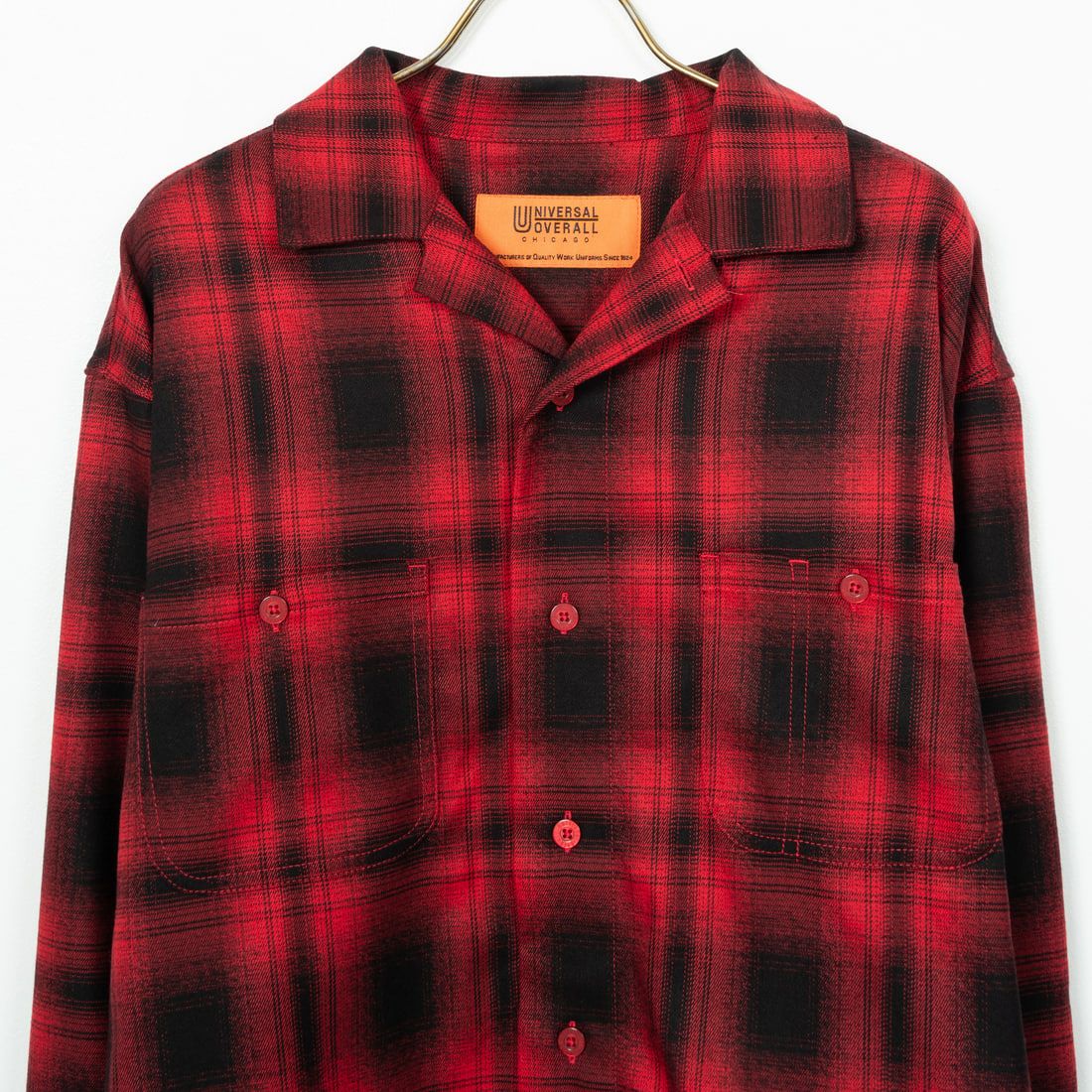 UNIVERSAL OVERALL [ユニバーサルオーバーオール] オープンカラーワークシャツ [U2433102] RED