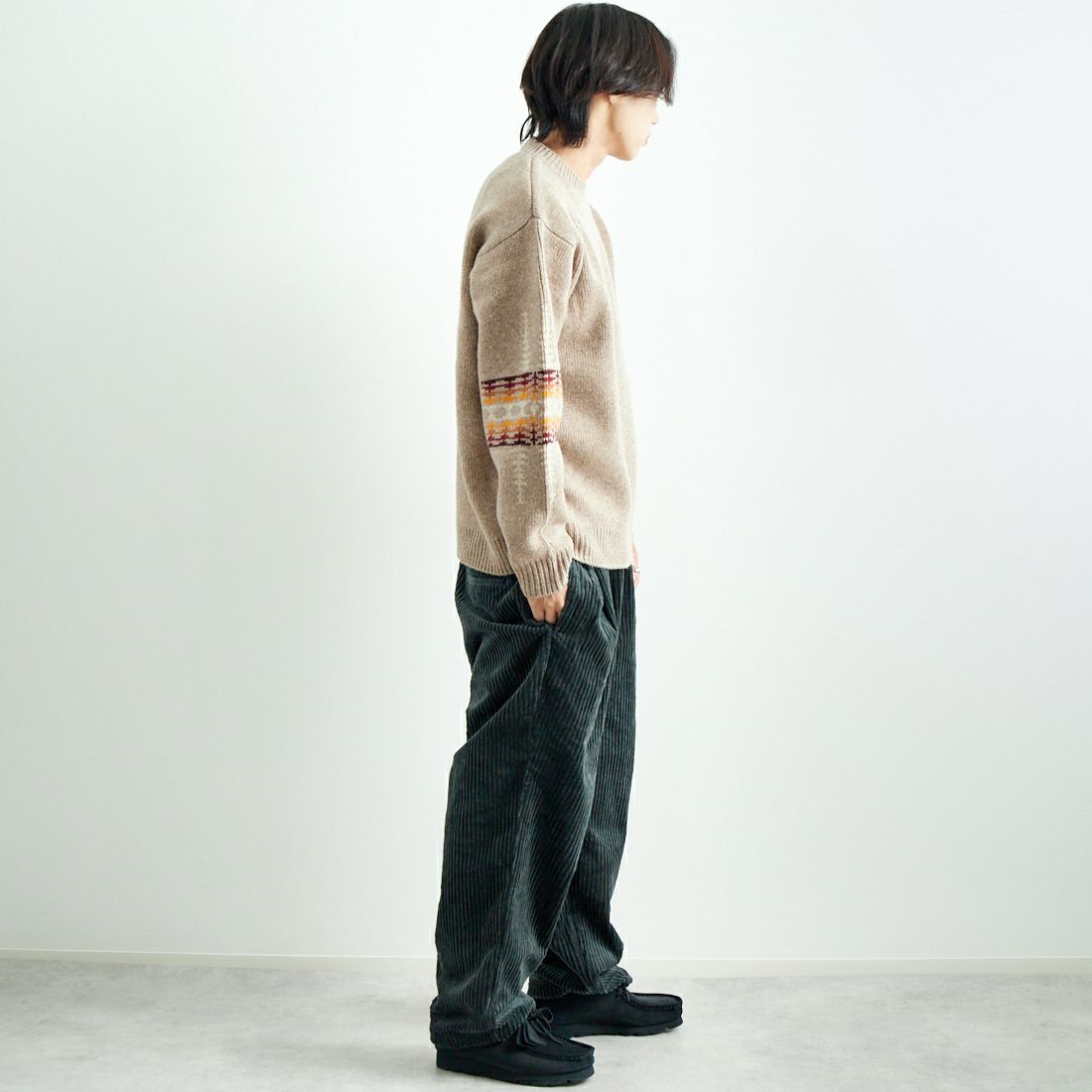 PENDLETON [ペンドルトン] クルーネックセーター [4575-8004] 18 BEIGE &&モデル身長：179cm 着用サイズ：L&&
