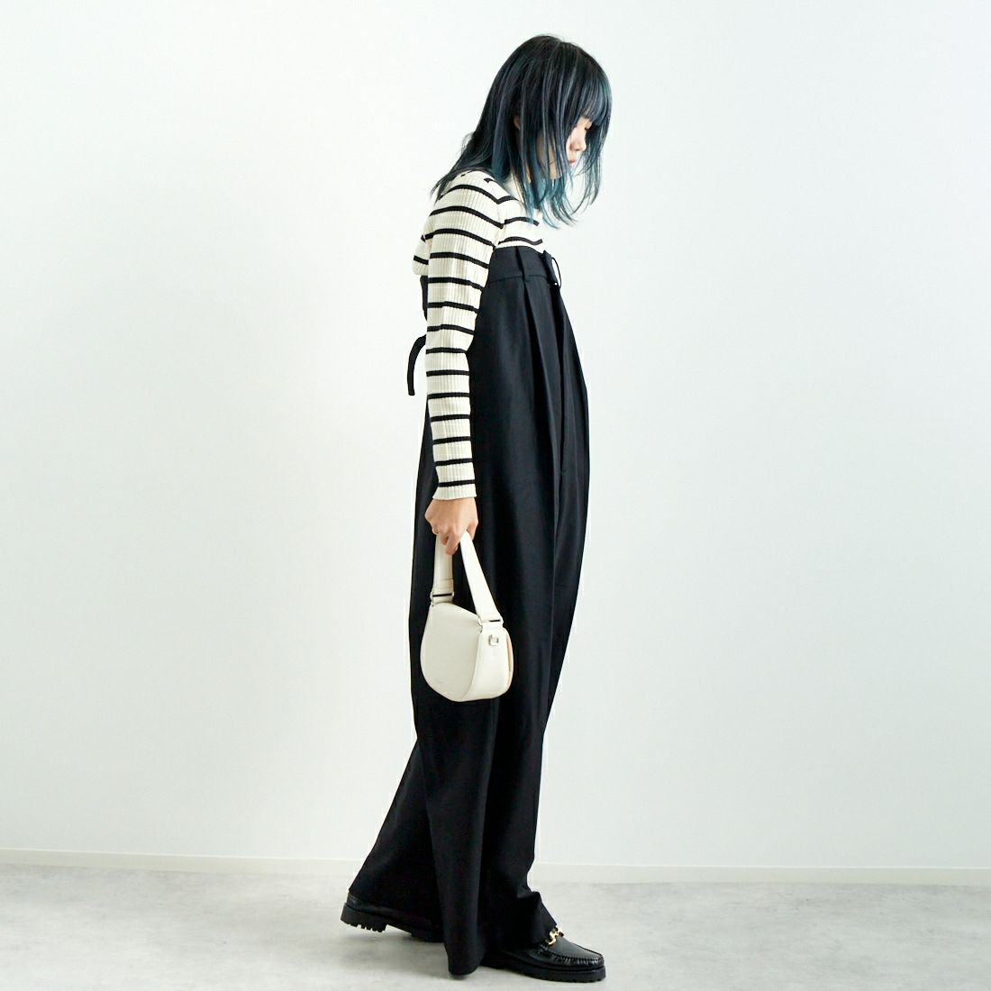 RhodolirioN [ロドリリオン] チューブトップジャンプスーツ フランネル [PS1029] BLACK &&モデル身長：167cm 着用サイズ：0&&