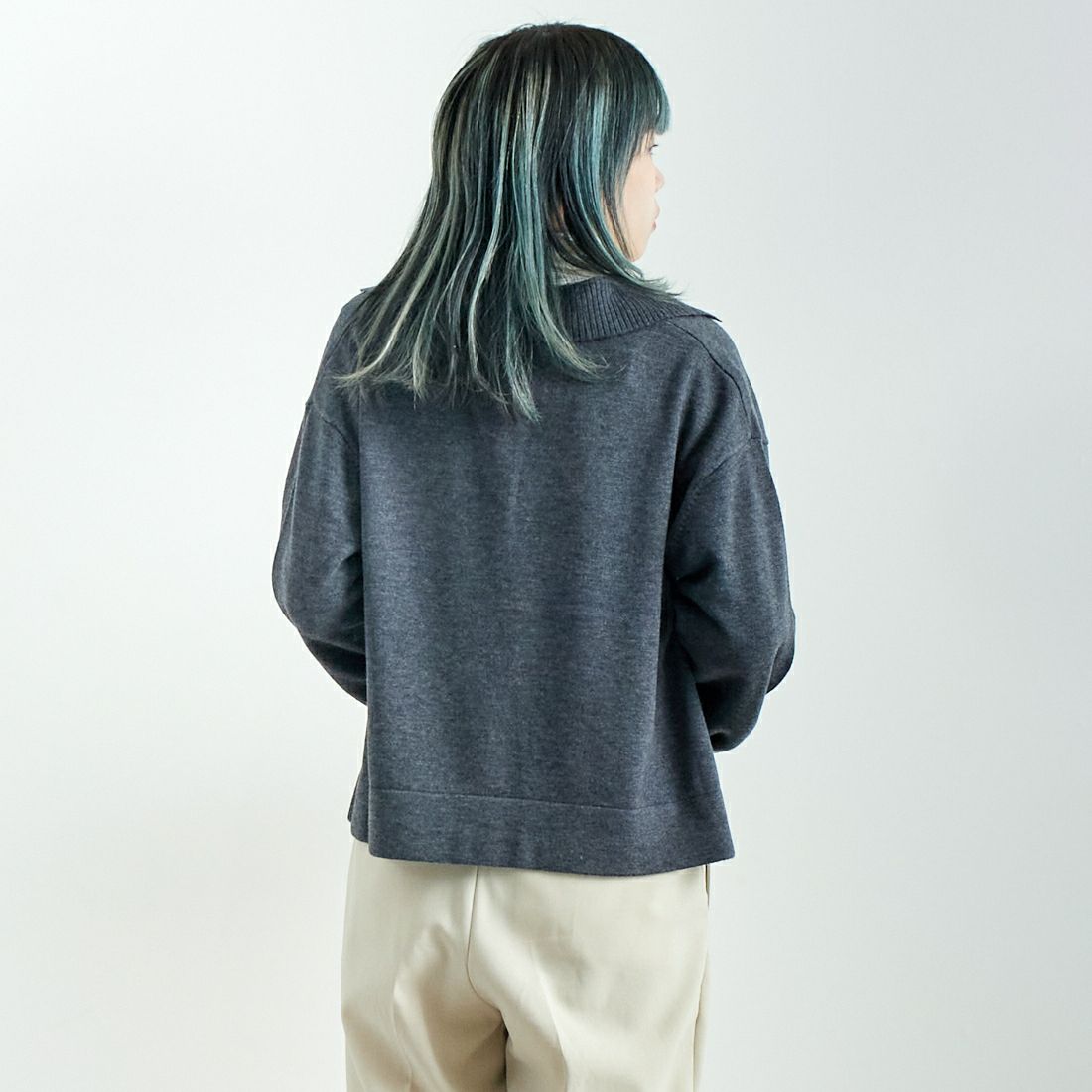 mizuiro ind [ミズイロインド] スキッパープルオーバー [3-220074] 91 GARY &&モデル身長：167cm 着用サイズ：F&&