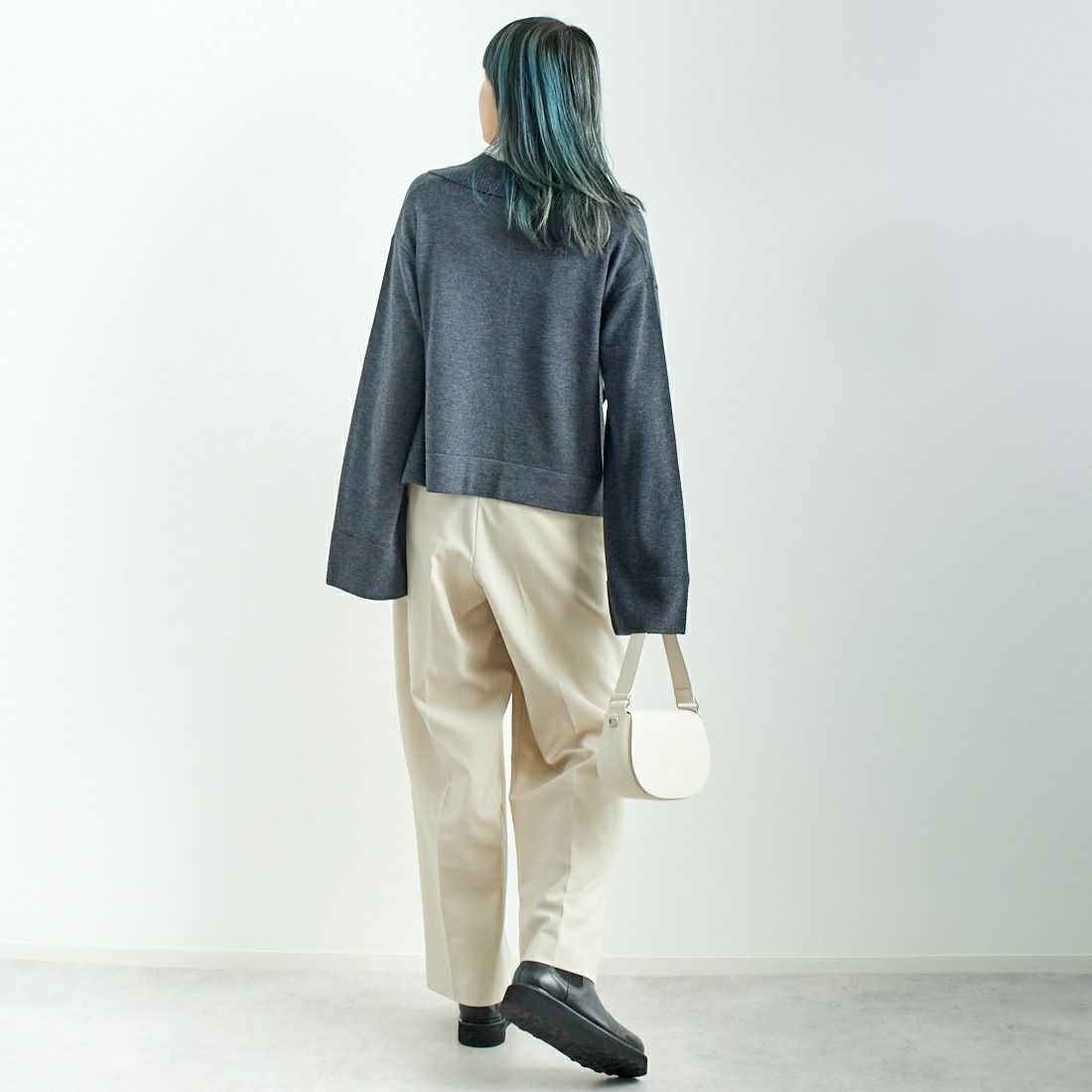mizuiro ind [ミズイロインド] スキッパープルオーバー [3-220074] 91 GARY &&モデル身長：167cm 着用サイズ：F&&