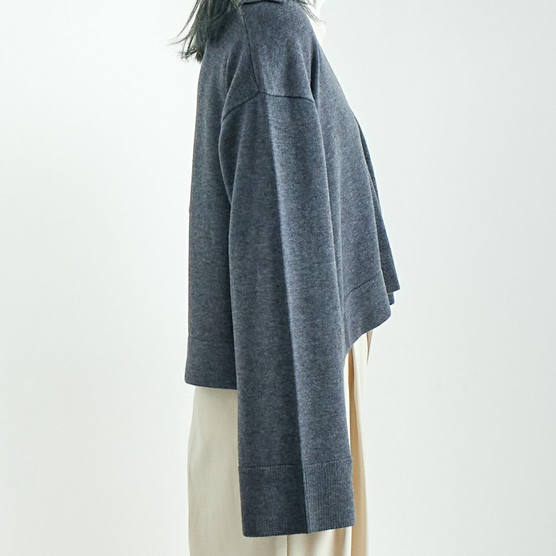 mizuiro ind [ミズイロインド] スキッパープルオーバー [3-220074] 91 GARY &&モデル身長：167cm 着用サイズ：F&&