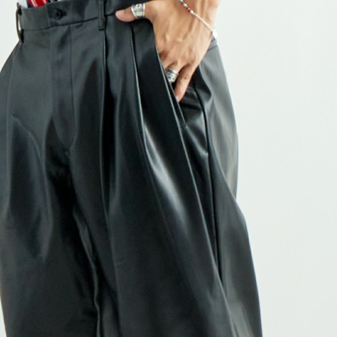 AiE [エーアイイー] シンセティックレザー パンツ [PU627] BLACK