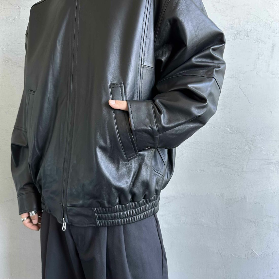Jeans Factory Clothes [ジーンズファクトリークローズ] ラムレザーボンバージャケット [24410JF] BLACK