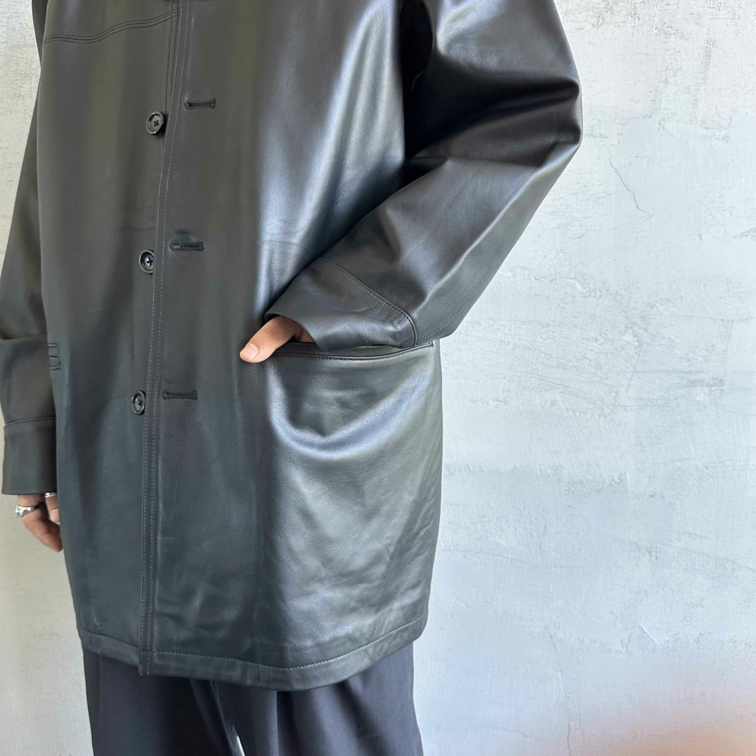 Jeans Factory Clothes [ジーンズファクトリークローズ] ラムレザーカーコート [24411JF] BLACK