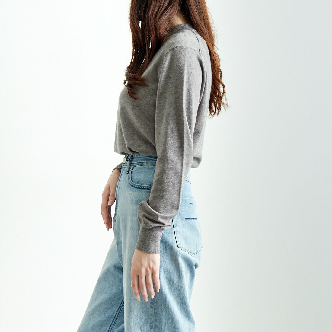 Noir Fabrik [ヌワールファブリック] モックネックプルオーバーニット [24522059] 003 ﾗｲﾄｸﾞﾚ &&モデル身長：167cm 着用サイズ：F&&