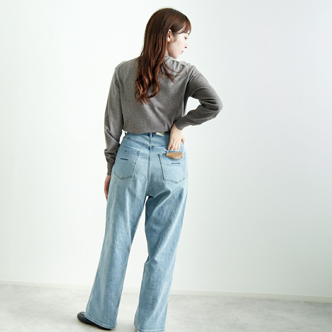 Noir Fabrik [ヌワールファブリック] モックネックプルオーバーニット [24522059] 003 ﾗｲﾄｸﾞﾚ &&モデル身長：167cm 着用サイズ：F&&