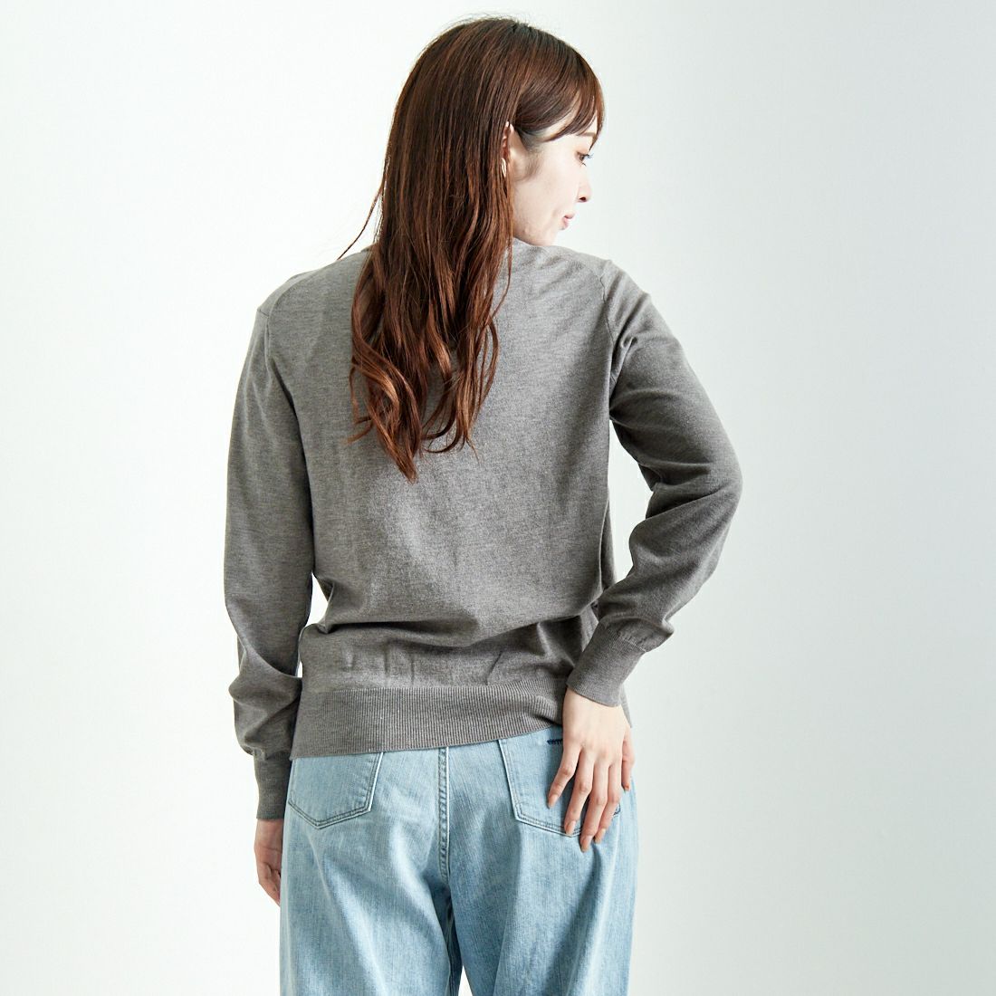 Noir Fabrik [ヌワールファブリック] モックネックプルオーバーニット [24522059] 003 ﾗｲﾄｸﾞﾚ &&モデル身長：167cm 着用サイズ：F&&