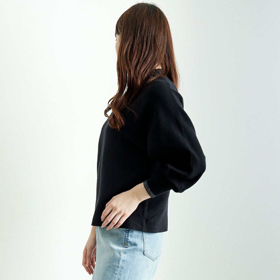 Jf Ready Made [ジェイエフレディメイド] ハイネックバナナスリーブニット [650099] 109 ﾌﾞﾗｯｸ &&モデル身長：167cm 着用サイズ：F&&