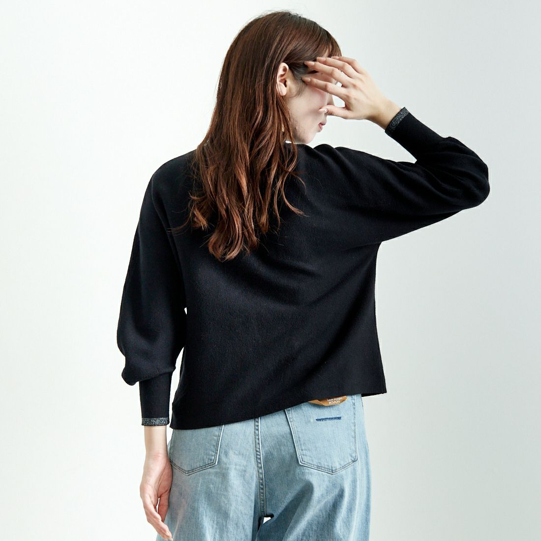 Jf Ready Made [ジェイエフレディメイド] ハイネックバナナスリーブニット [650099] 109 ﾌﾞﾗｯｸ &&モデル身長：167cm 着用サイズ：F&&