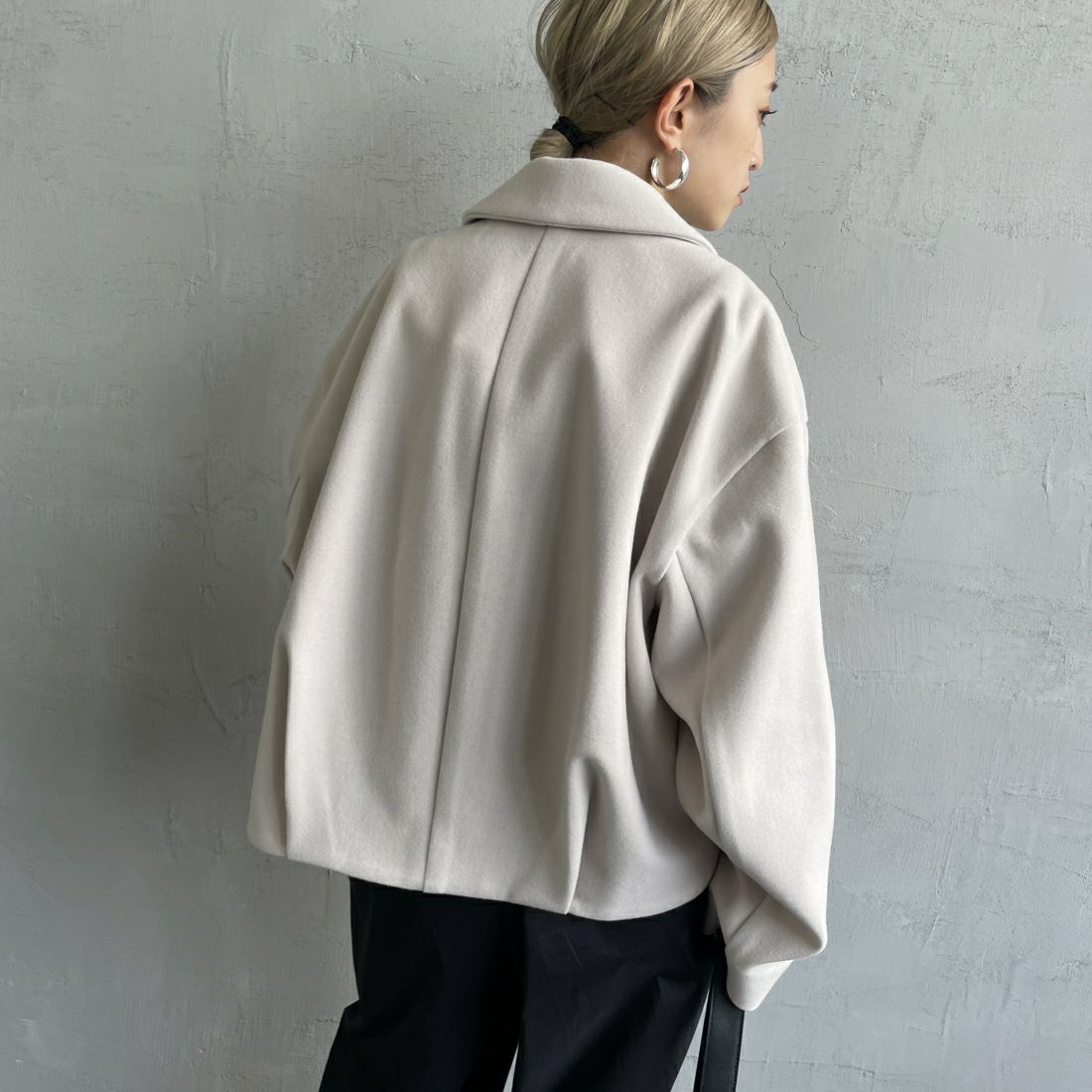 Jeans Factory Clothes [ジーンズファクトリークローズ] ウールライク ジップアップショートブルゾン [46084010] ｱｲﾎﾞﾘｰ&&モデル身長：150cm 着用サイズ：F&&