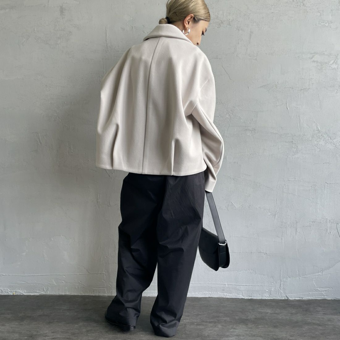 Jeans Factory Clothes [ジーンズファクトリークローズ] ウールライク ジップアップショートブルゾン [46084010] ｱｲﾎﾞﾘｰ&&モデル身長：150cm 着用サイズ：F&&