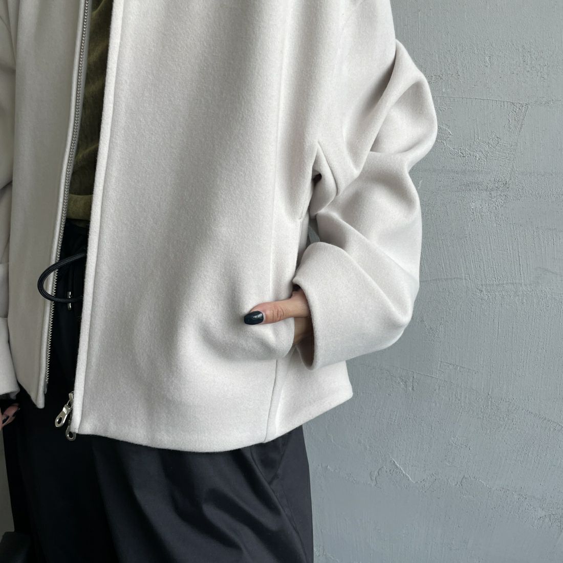 Jeans Factory Clothes [ジーンズファクトリークローズ] ウールライク ジップアップショートブルゾン [46084010] ｱｲﾎﾞﾘｰ