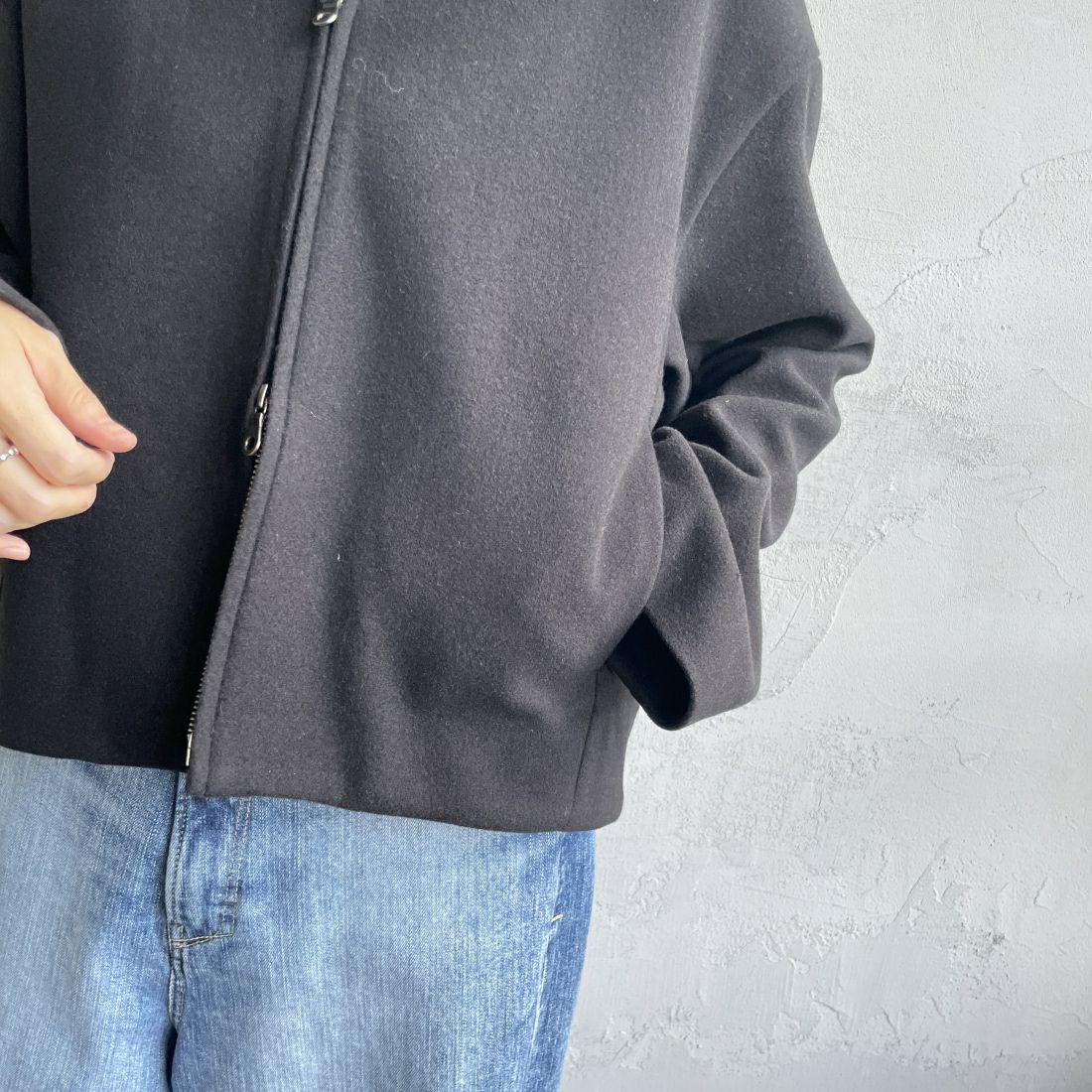Jeans Factory Clothes [ジーンズファクトリークローズ] ウールライク ジップアップショートブルゾン [46084010] ﾌﾞﾗｯｸ