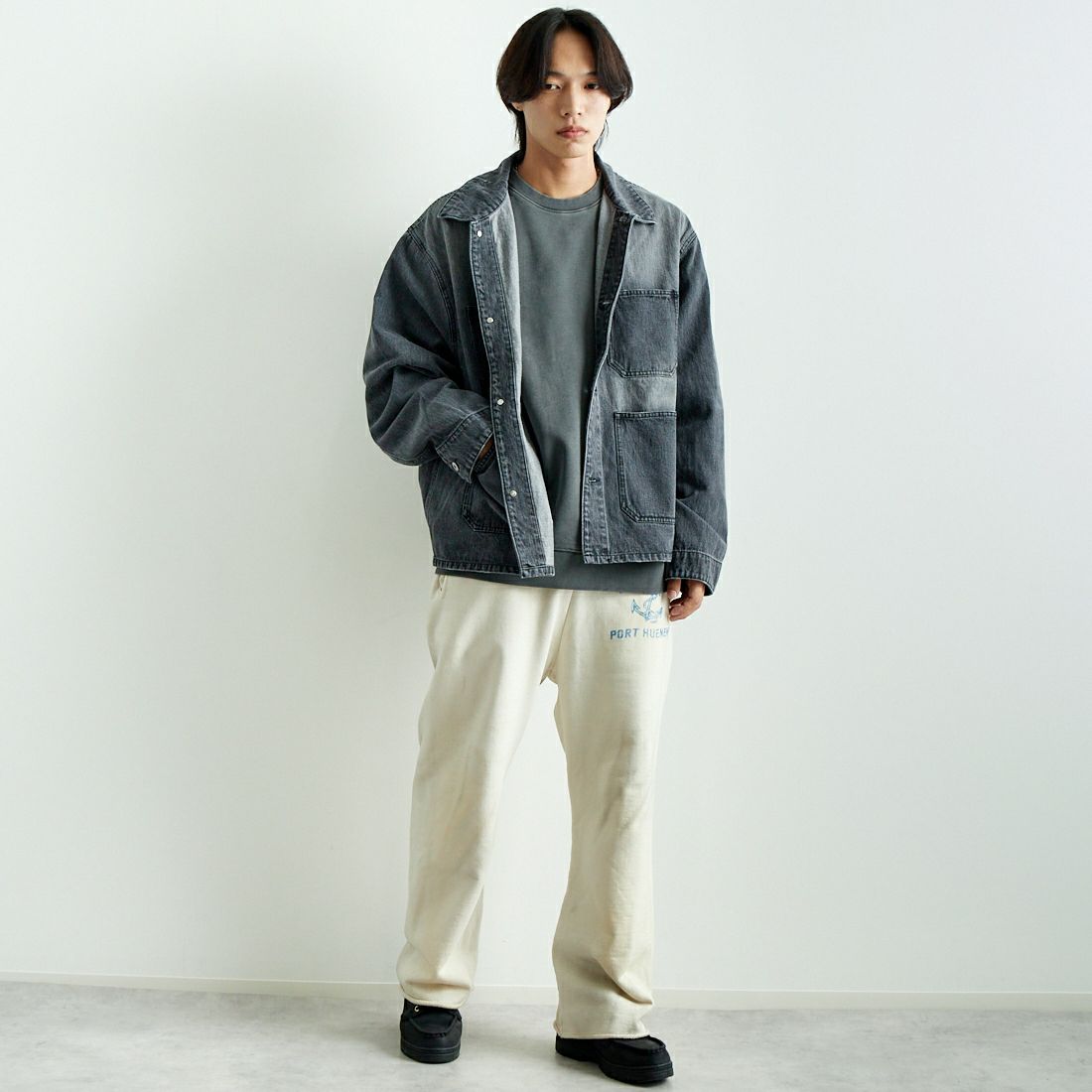 VALTA [ヴァルタ] 別注 カバーオールジャケット [VA24AW3038-JF] 710 BLACK &&モデル身長：179cm 着用サイズ：L&&