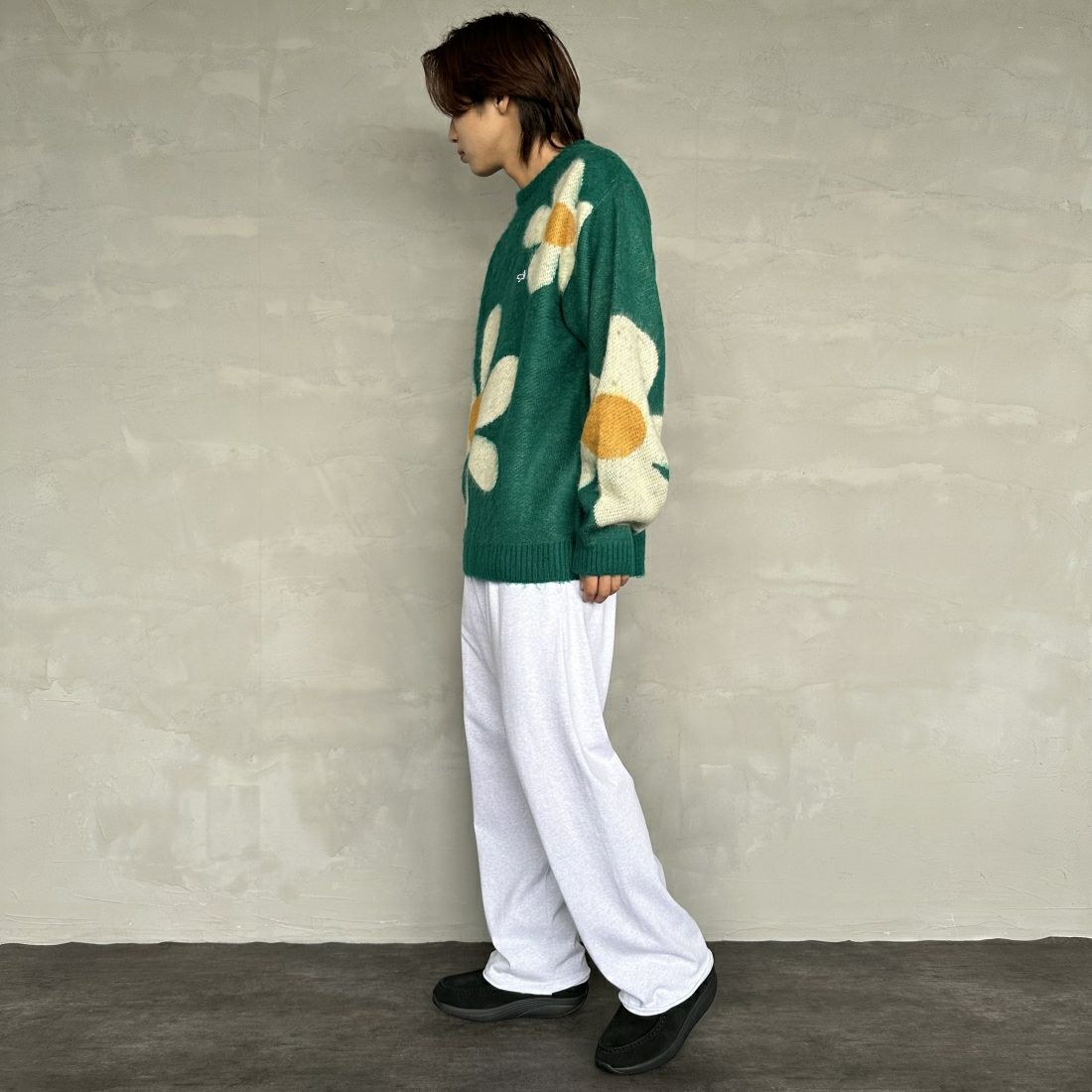 THE FOX [ザフォックス] 別注 シャギーモヘア クルーネックニット [TC24F012-JF] ﾌﾗﾜｰ &&モデル身長：179cm 着用サイズ：L&&
