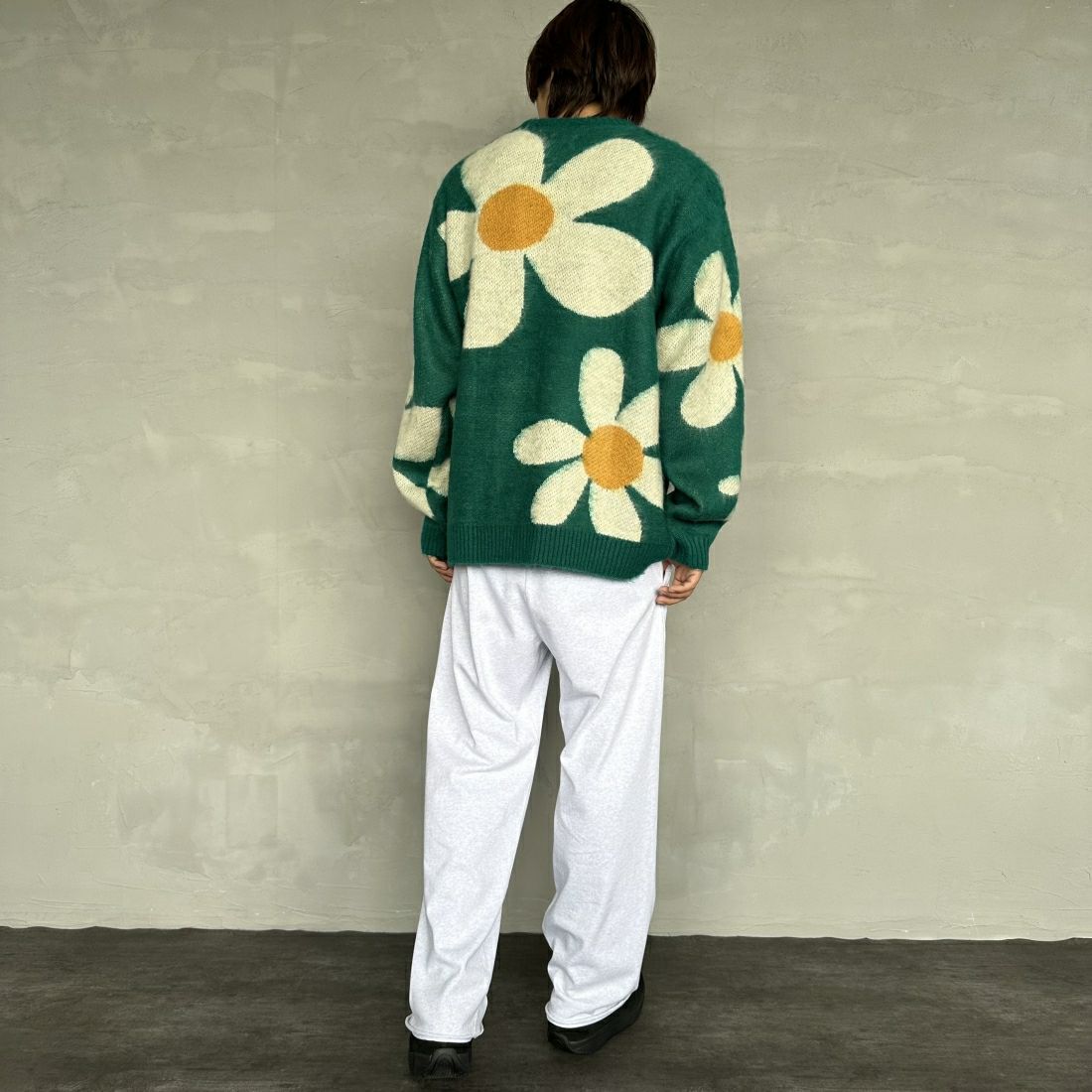 THE FOX [ザフォックス] 別注 シャギーモヘア クルーネックニット [TC24F012-JF] ﾌﾗﾜｰ &&モデル身長：179cm 着用サイズ：L&&