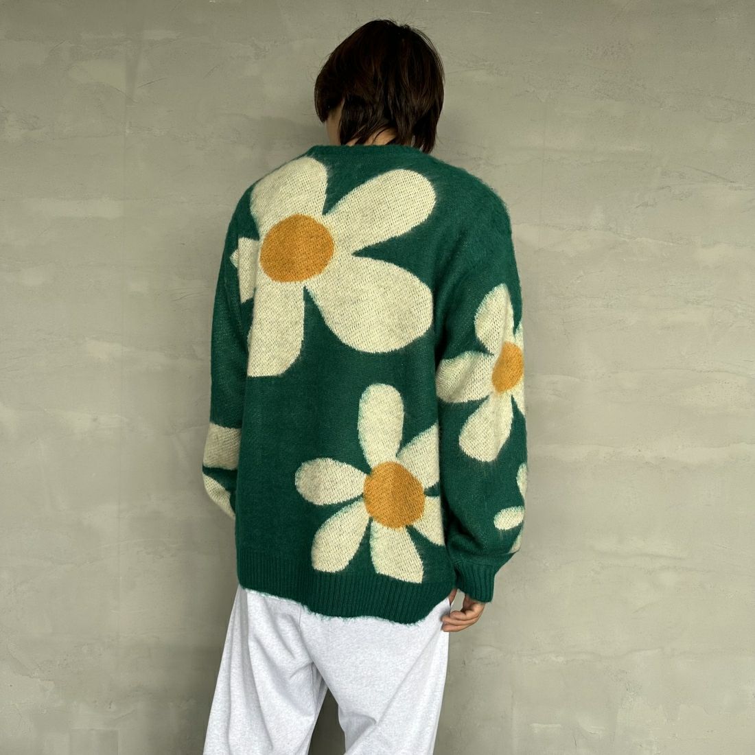 THE FOX [ザフォックス] 別注 シャギーモヘア クルーネックニット [TC24F012-JF] ﾌﾗﾜｰ &&モデル身長：179cm 着用サイズ：L&&