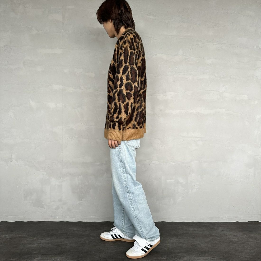 THE FOX [ザフォックス] 別注 シャギーモヘア クルーネックニット [TC24F012-JF] ﾚｵﾊﾟｰﾄﾞ &&モデル身長：179cm 着用サイズ：L&&