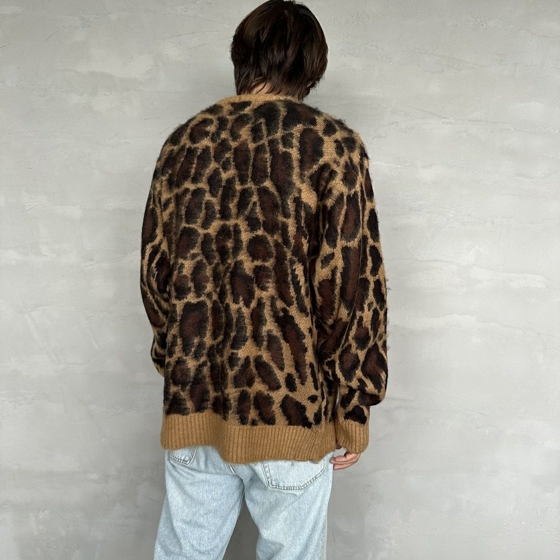 THE FOX [ザフォックス] 別注 シャギーモヘア クルーネックニット [TC24F012-JF] ﾚｵﾊﾟｰﾄﾞ &&モデル身長：179cm 着用サイズ：L&&