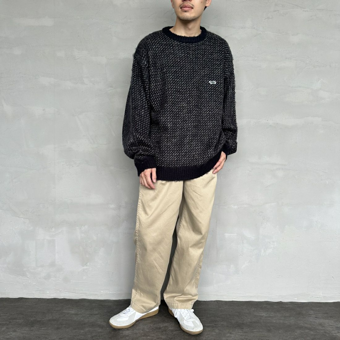 THE FOX [ザフォックス] 別注 シャギーモヘア クルーネックニット [TC24F012-JF] ﾊﾞｰｽﾞｱｲ &&モデル身長：168cm 着用サイズ：L&&