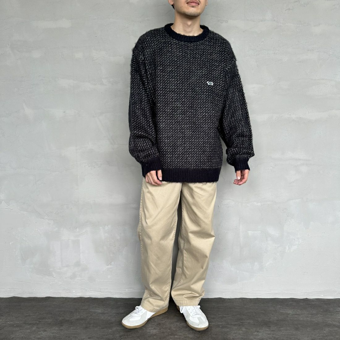 THE FOX [ザフォックス] 別注 シャギーモヘア クルーネックニット [TC24F012-JF] ﾊﾞｰｽﾞｱｲ &&モデル身長：168cm 着用サイズ：L&&