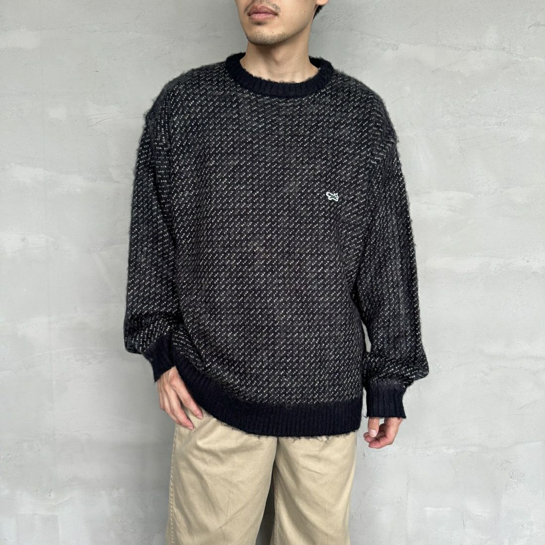 THE FOX [ザフォックス] 別注 シャギーモヘア クルーネックニット [TC24F012-JF] ﾊﾞｰｽﾞｱｲ &&モデル身長：168cm 着用サイズ：L&&