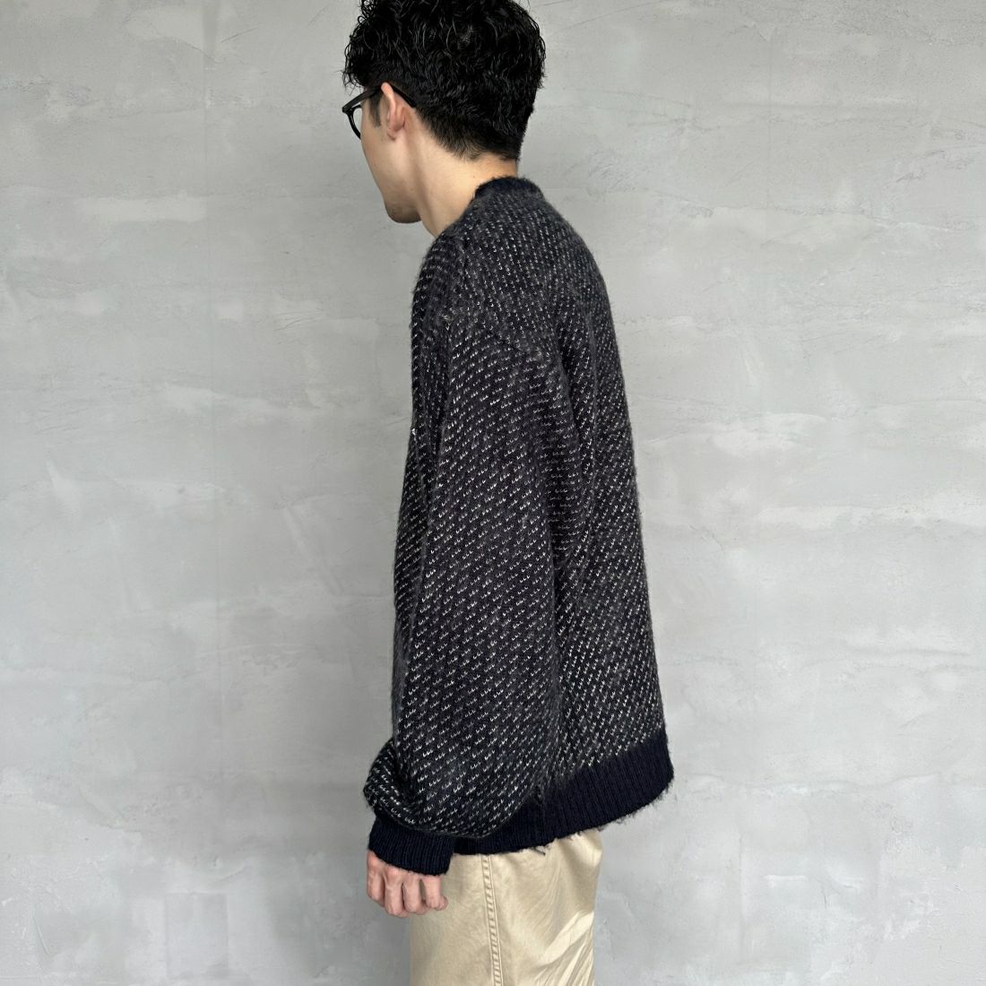 THE FOX [ザフォックス] 別注 シャギーモヘア クルーネックニット [TC24F012-JF] ﾊﾞｰｽﾞｱｲ &&モデル身長：168cm 着用サイズ：L&&