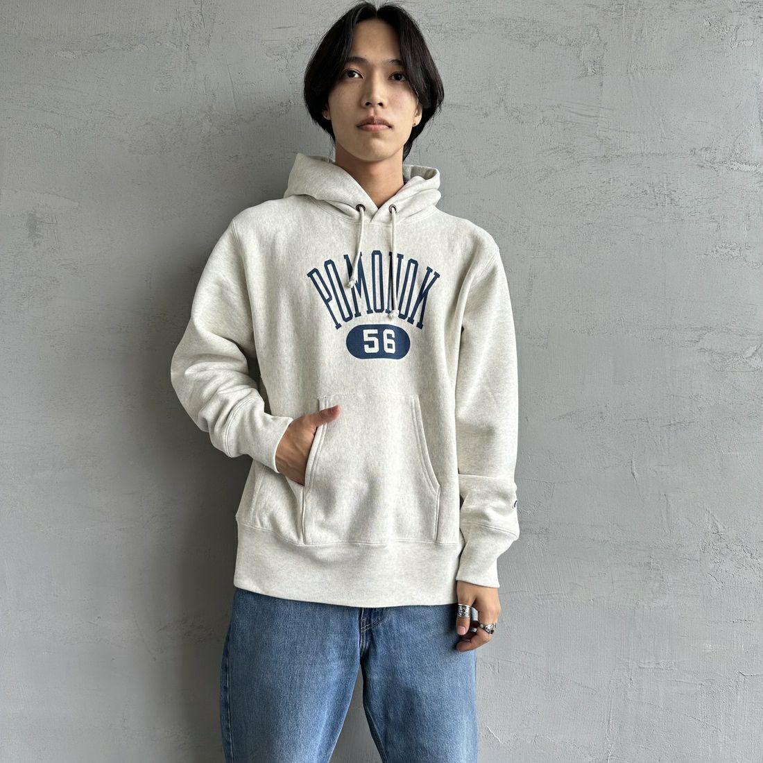 Champion [チャンピオン] リバースウィーブ フーデッドスウェットシャツ [C3-A122] 810 ｵｰﾄﾐｰﾙ &&モデル身長：179cm 着用サイズ：XL&&