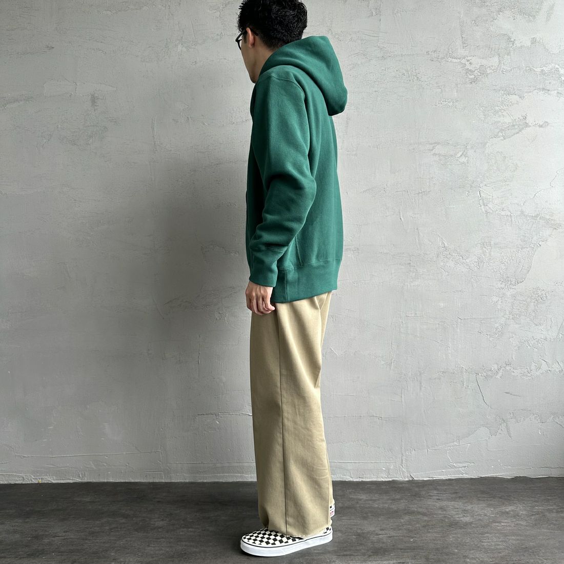 Champion [チャンピオン] リバースウィーブ フーデッドスウェットシャツ [C3-A122] 605 ﾃﾞｨｰﾌﾟ &&モデル身長：168cm 着用サイズ：XL&&